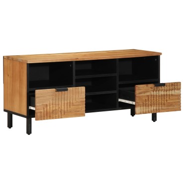 vidaXL Ντουλάπι TV με ράφι Καφέ 100x33,5x46cm Στερεό ξύλο μάνγκο 1 τεμ.