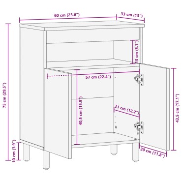 vidaXL Μπουφέ 60x33x75cm Μασίφ ξύλο ακακίας