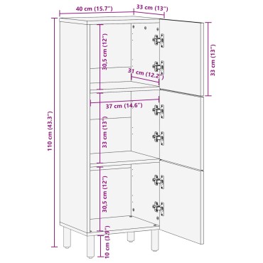 vidaXL Υψηλόμπαθος 40x33x110cm Μασίφ ξύλο ακακίας