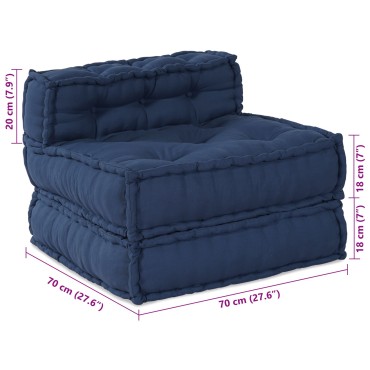 vidaXL Μοντέρνος Πουφ Indigo 70x70x54 Υφασμάτινος 70x70x54cm