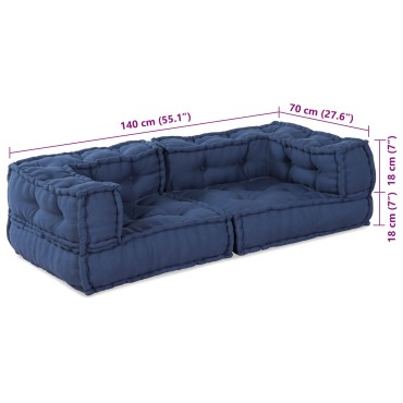 vidaXL Μοντέρνα Πουφ Indigo 140x70x36 Υφάσματος 140x70x36cm