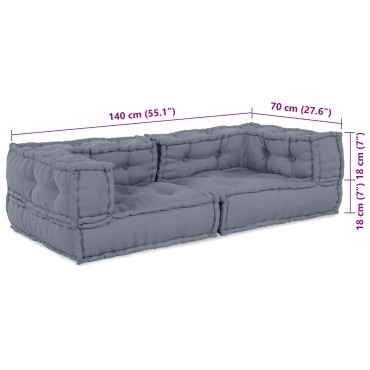 vidaXL Modular Πουφ Γκρί 140x70x36 Υφασμάτινο 140x70x36cm
