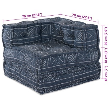 vidaXL Μοδάτος Πουφ Indigo 70x70x54 Υφασμάτινος 70x70x54cm