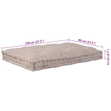vidaXL Μαξιλάρι Παλέτας Ανοιχτό Καφέ 120x80x12cm Υφάσματος
