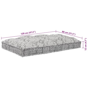 Μαξιλάρι Παλέτας vidaXL Ανοιχτό Γκρι 120x80x12cm Ύφασμα