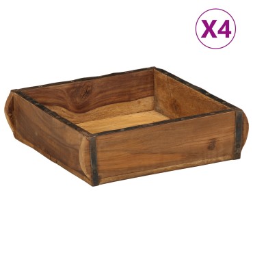 vidaXL Δίσκοι 4 τεμ 31x29x10 εκ. Στερεό Ξύλο Ανακυκλωμένο