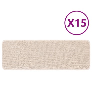 vidaXL Χαλιά Σκαλοπατιών με Λατέξ Κρεμ 25x60 εκ