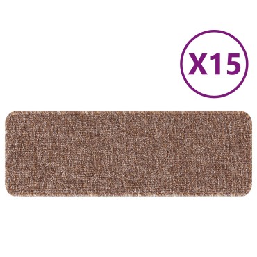 vidaXL Χαλιά Σκαλιών με Ρίγα Λατέξ Καφέ 25x60 εκ.