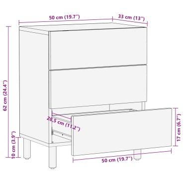vidaXL Κομοδίνο 50x33x62cm Μασίφ ξύλο ακακίας 1 τεμ.