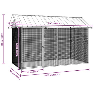 vidaXL Κλουβί πουλιών Ανθρακί 112x227x141 εκ Ατσάλι