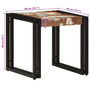 vidaXL Τραπεζάκι καφέ Πολύχρωμο 40x50x38cm Μασίφ Ανακυκλωμένο Ξύλο 1 τεμ.