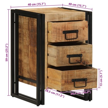 vidaXL Κομοδίνο 40x35x50cm Μασίφ Ξύλο Μάνγκο 1 τεμ.