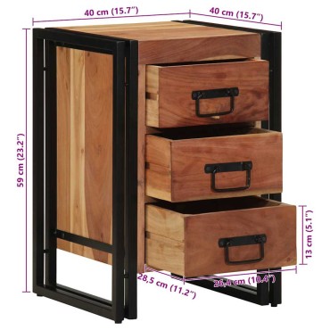 vidaXL Κομοδίνο με συρτάρι Καφέ 40x40x59cm Στερεό Ξύλο Ακακίας 1 τεμ.