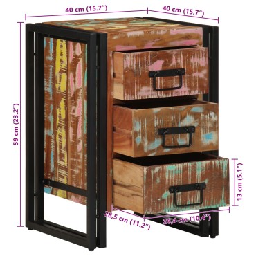 vidaXL Πολύχρωμο Κομοδίνο 40x35x50cm από Μασίφ Ανακυκλωμένο Ξύλο