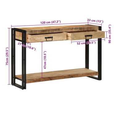 VidaXL Τραπέζι κονσόλας 120x33x75cm Μασίφ ξύλο μάνγκο