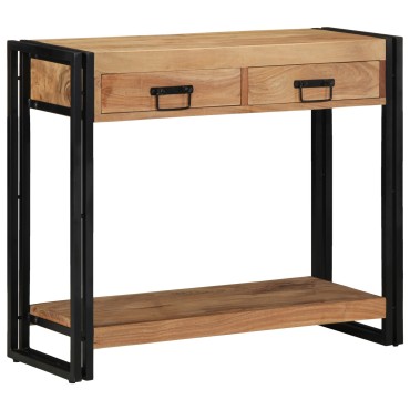 vidaXL Κονσόλα Μαύρη 90x33x75cm Μασίφ ξύλο ακακίας και Μέταλλο 1 τεμ.