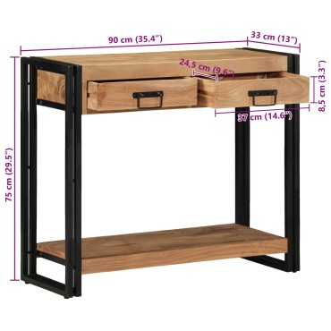 vidaXL Κονσόλα Μαύρη 90x33x75cm Μασίφ ξύλο ακακίας και Μέταλλο 1 τεμ.