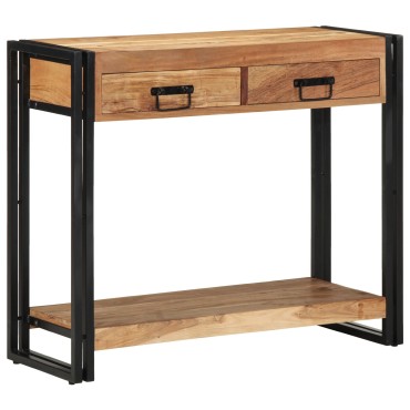vidaXL Κονσόλα Μαύρη 90x33x75cm Μασίφ ξύλο ακακίας και Μέταλλο 1 τεμ.