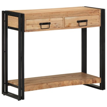 vidaXL Κονσόλα Μαύρη 90x33x75cm Μασίφ ξύλο ακακίας και Μέταλλο 1 τεμ.