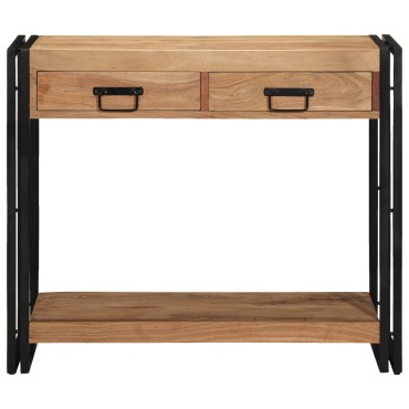 vidaXL Κονσόλα Μαύρη 90x33x75cm Μασίφ ξύλο ακακίας και Μέταλλο 1 τεμ.
