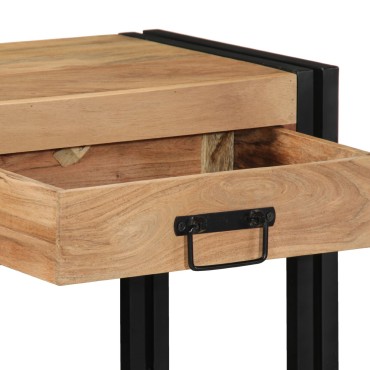 vidaXL Κονσόλα Μαύρη 90x33x75cm Μασίφ ξύλο ακακίας και Μέταλλο 1 τεμ.