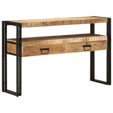 vidaXL Τραπέζια στο κομοδίνο Μαύρο 120x33x75cm Μασίφ ξύλο μάνγκο και μέταλλο 1 τεμ.
