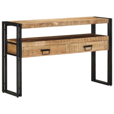 vidaXL Τραπέζια στο κομοδίνο Μαύρο 120x33x75cm Μασίφ ξύλο μάνγκο και μέταλλο 1 τεμ.