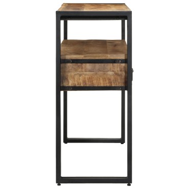 vidaXL Τραπέζια στο κομοδίνο Μαύρο 120x33x75cm Μασίφ ξύλο μάνγκο και μέταλλο 1 τεμ.