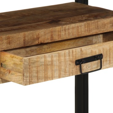 vidaXL Τραπέζια στο κομοδίνο Μαύρο 120x33x75cm Μασίφ ξύλο μάνγκο και μέταλλο 1 τεμ.