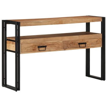 vidaXL Τραπεζάκια Σαλονιού Μαύρα 120x33x75cm από Μασίφ Ξύλο Ακακίας και Μέταλλο 1 τεμ.