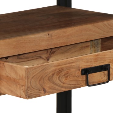 vidaXL Τραπεζάκια Σαλονιού Μαύρα 120x33x75cm από Μασίφ Ξύλο Ακακίας και Μέταλλο 1 τεμ.