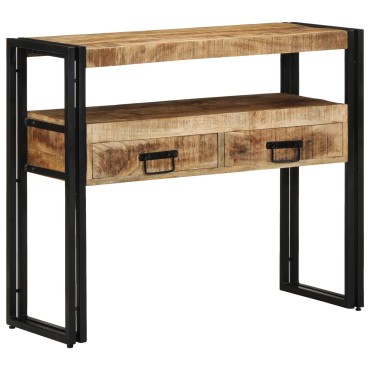 vidaXL Τραπέζια Τέλους Μαύρο 90x33x75cm Μασίφ Ξύλο Μάνγκο και Μέταλλο 1 τεμ.