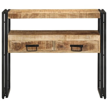 vidaXL Τραπέζια Τέλους Μαύρο 90x33x75cm Μασίφ Ξύλο Μάνγκο και Μέταλλο 1 τεμ.