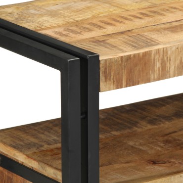 vidaXL Τραπέζια Τέλους Μαύρο 90x33x75cm Μασίφ Ξύλο Μάνγκο και Μέταλλο 1 τεμ.