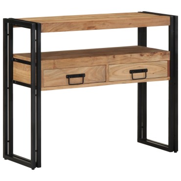 vidaXL Κονσόλα Μαύρη 90x33x75cm Μασίφ ξύλο ακακίας και Μέταλλο 1 τεμ.