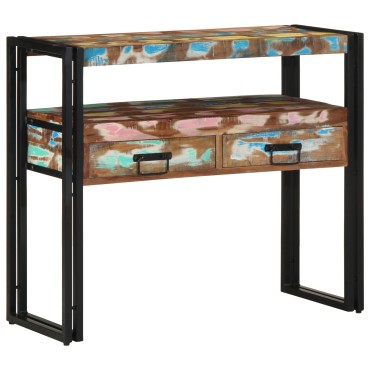 vidaXL Τραπέζια άκρης Πολύχρωμο 90x33x75cm Μασίφ ανακυκλωμένο ξύλο & Μέταλλο 1 τεμ.