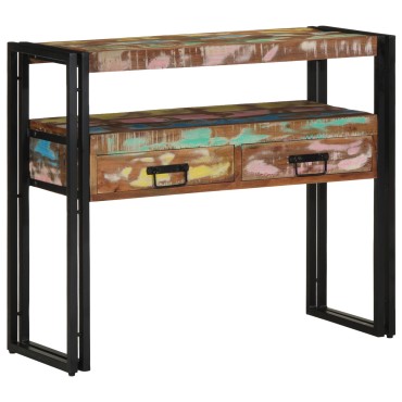 vidaXL Τραπέζια άκρης Πολύχρωμο 90x33x75cm Μασίφ ανακυκλωμένο ξύλο & Μέταλλο 1 τεμ.