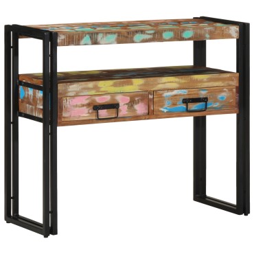 vidaXL Τραπέζια άκρης Πολύχρωμο 90x33x75cm Μασίφ ανακυκλωμένο ξύλο & Μέταλλο 1 τεμ.