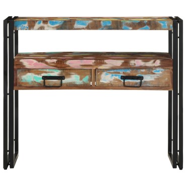vidaXL Τραπέζια άκρης Πολύχρωμο 90x33x75cm Μασίφ ανακυκλωμένο ξύλο & Μέταλλο 1 τεμ.