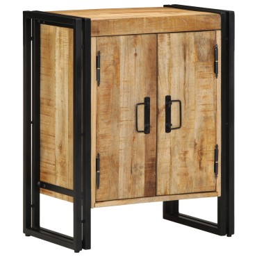 vidaXL Ντουλάπα Παπουτσιών Μαύρη 30x30x40cm Μασίφ Ξύλο Μάνγκο και Σίδερο