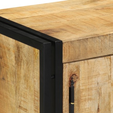 vidaXL Ντουλάπα Παπουτσιών Μαύρη 30x30x40cm Μασίφ Ξύλο Μάνγκο και Σίδερο