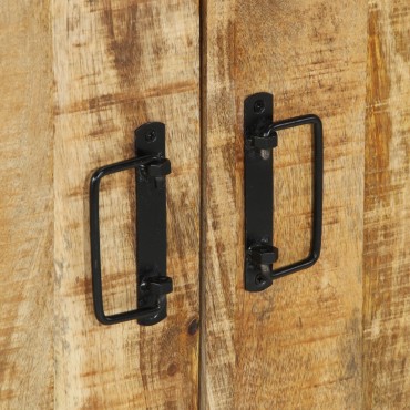 vidaXL Ντουλάπα Παπουτσιών Μαύρη 30x30x40cm Μασίφ Ξύλο Μάνγκο και Σίδερο