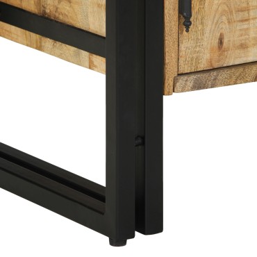vidaXL Ντουλάπα Παπουτσιών Μαύρη 30x30x40cm Μασίφ Ξύλο Μάνγκο και Σίδερο
