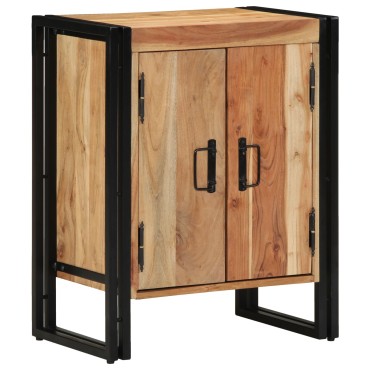 Ντουλάπα Παπουτσιών vidaXL Μαύρη 30x30x40cm από Μασίφ Ξύλο Ακακίας και Ατσάλι