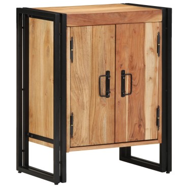Ντουλάπα Παπουτσιών vidaXL Μαύρη 30x30x40cm από Μασίφ Ξύλο Ακακίας και Ατσάλι