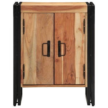 Ντουλάπα Παπουτσιών vidaXL Μαύρη 30x30x40cm από Μασίφ Ξύλο Ακακίας και Ατσάλι