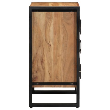 Ντουλάπα Παπουτσιών vidaXL Μαύρη 30x30x40cm από Μασίφ Ξύλο Ακακίας και Ατσάλι