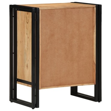 Ντουλάπα Παπουτσιών vidaXL Μαύρη 30x30x40cm από Μασίφ Ξύλο Ακακίας και Ατσάλι