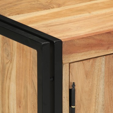Ντουλάπα Παπουτσιών vidaXL Μαύρη 30x30x40cm από Μασίφ Ξύλο Ακακίας και Ατσάλι