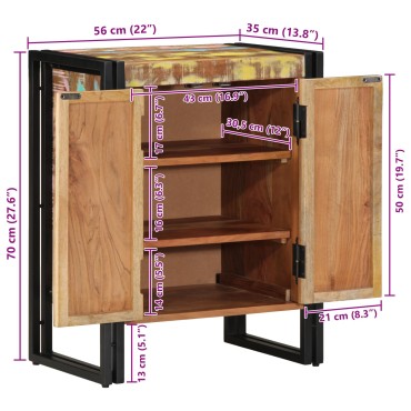 vidaXL Ντουλάπι Παπουτσιών Μαύρο 30x30x40cm Μασίφ Ανακυκλωμένο Ξύλο και Ατσάλι